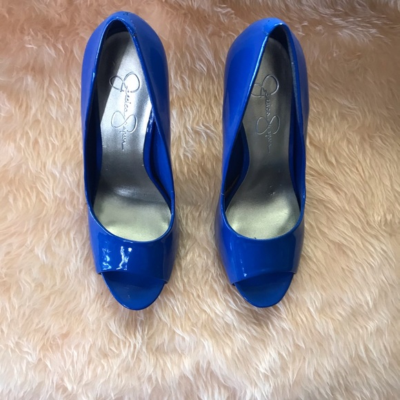 Jessica Simpson Open Toe Blue Heels - Picture 7 of 13